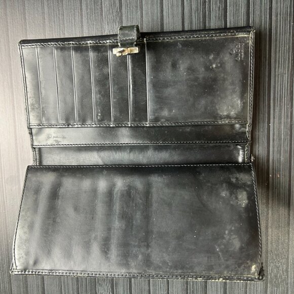 Gucci Wallet Canvas Leather Navy Round Zip Long Wallet Authentic|Used - Picture 3 of 4